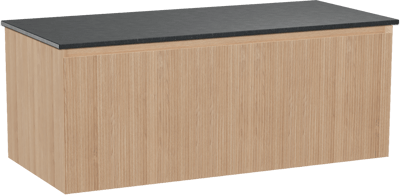 Balmani Fila meuble salle de bains suspendu 120 x 55 cm chêne naturel avec Stretto tablette simple en granit noir, Nervure droite symétrique verticale