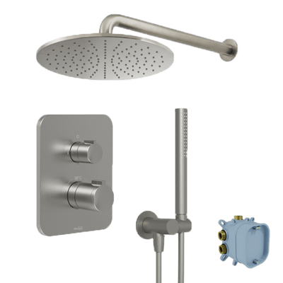 Blaufoss Smartbox Softline set de douche pluie encastré robinet thermostatique brushed CoolMetal