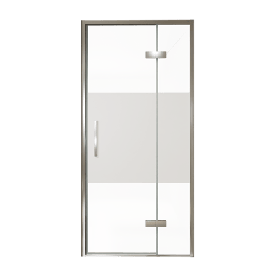 Balmani Senses Design douche draaideur rechts 100 cm x 210 cm Helder glas met matte strook, Chroom profielen