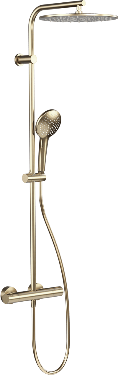 Blaufoss Round 300 colonne de douche de pluie robinet thermostatique Brushed Champagne Gold