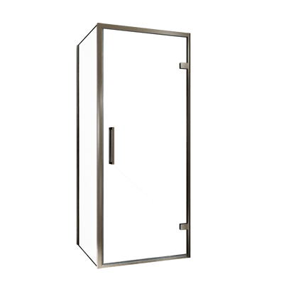 Balmani Senses Design douchehoek met rechtse draaideur en vaste zijwand, 90 x 70 cm, Helder glas, Brushed GunMetal profielen