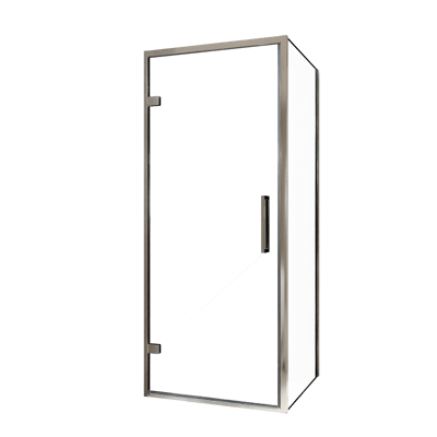 Balmani Senses Design douchehoek met linkse draaideur en vaste zijwand, 90 x 70 cm, Helder glas, Chroom profielen