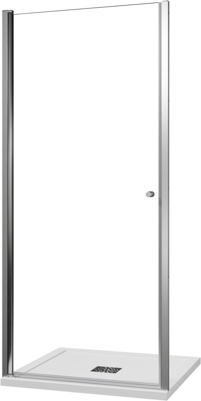 Luca Varess Kuresa porte pivotante 95 x 200 cm verre transparent profil chrome brillant