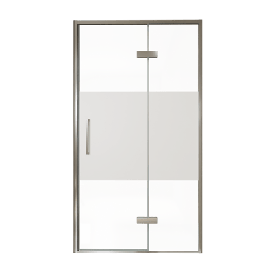 Balmani Senses Design porte pivotante à droite 120 cm x 210 cm verre transparent avec bande matte, Profil chrome