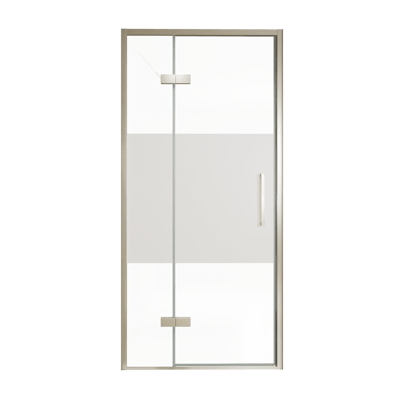 Balmani Senses Design douche draaideur links 100 cm x 210 cm Helder glas met matte strook, Brushed CoolMetal profielen