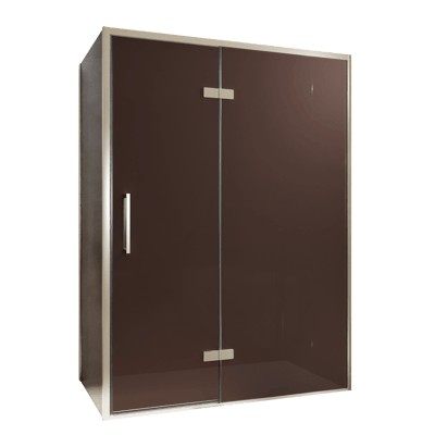 Balmani Senses Design douche d'angle avec porte pivotante à droite et paroi latérale fixe, 140 x 80 cm, Bronze, Profil Brushed CoolMetal