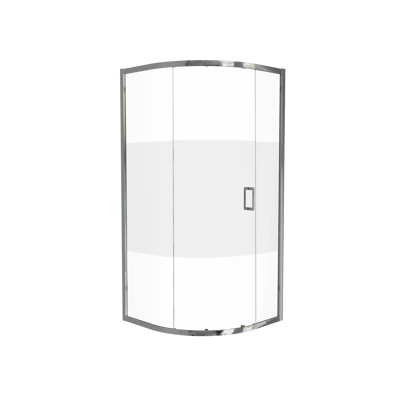 Luca Varess Vidor douchehoek kwartrond met schuifdeur 90 x 90 cm helder glas met matte strook glanzend chroom profiel