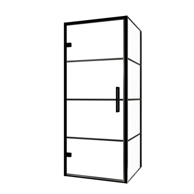 Balmani Senses Design douchehoek met linkse draaideur en vaste zijwand, 90 x 80 cm, Lined, Zwarte profielen