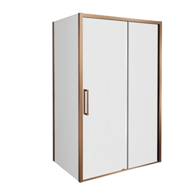 Balmani Senses Design Eckdusche: Schiebetür (Rechts) mit fixierte Seitenwand, 160 x 80 cm, Klarglas, Profil Brushed Rosegold