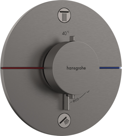 Hansgrohe Showerselect Comfort S thermostat de douche encastré 2 évacuations Brushed Black Chrome