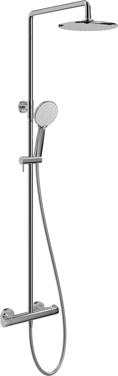Linie Neptunus Regendusche Duschsystem mit Thermostatbatterie: Wandmontage, Chrom
