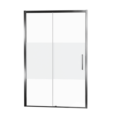 Balmani Senses Design porte coulissante à gauche 140 cm x 210 cm verre transparent avec bande mate, Profil chrome