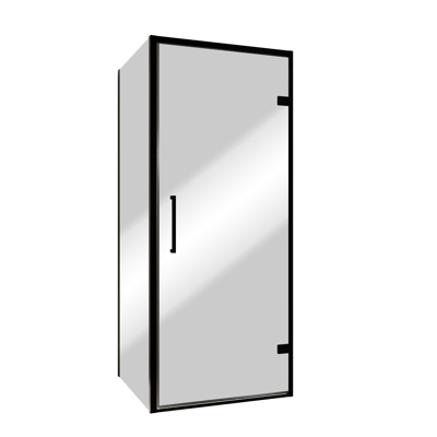 Balmani Senses Design douche en coin avec porte pivotante à droite et paroi latérale fixe, 90 x 90 cm, Miroir Reflex, Profil noir