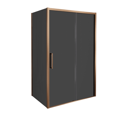 Balmani Senses Design Eckdusche: Schiebetür (Rechts) mit fixierte Seitenwand, 120 x 80 cm, Rauchglas, Profil Brushed Rosegold