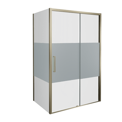 Balmani Senses Design douchehoek met rechtse schuifdeur en vaste zijwand, 160 x 80 cm, Helder glas met matte strook, Brushed Champagne Gold profielen