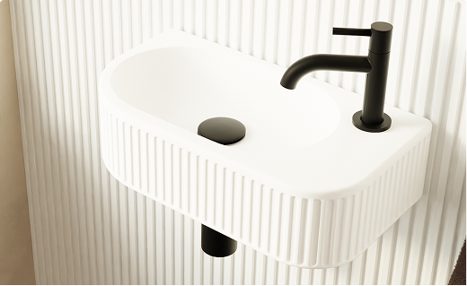 Handwaschbecken mit Rillen