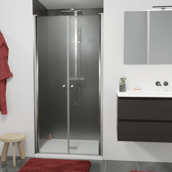 Luca Varess Kuresa douche pendeldeur 100 x 200 cm helder glas glanzend chroom profiel