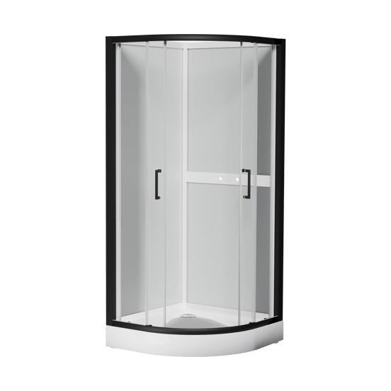 Luca Varess Talan kwartronde douchecabine met schuifdeuren 90 x 90 cm helder glas mat zwart profiel