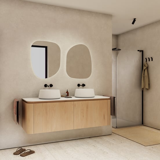 Balmani Moon zwevende wastafelonderkast 160 x 55 cm natuur eik 4 lades