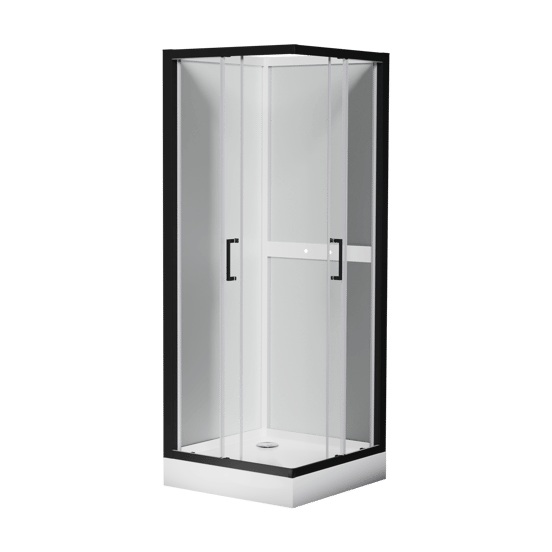 Luca Varess Talan douchecabine met schuifdeuren 80 x 80 cm helder glas mat zwart profiel