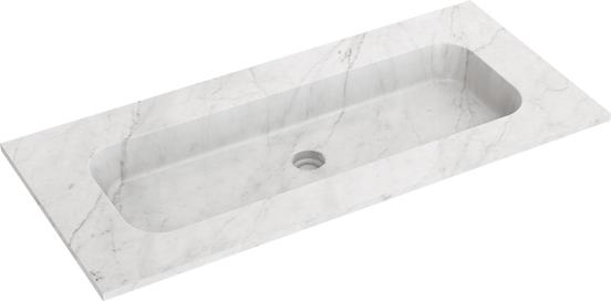 Balmani Tablo Arcato Einzelwaschtisch für 2 Armaturenlöcher, Carrara-Marmor, 120 x 55 cm