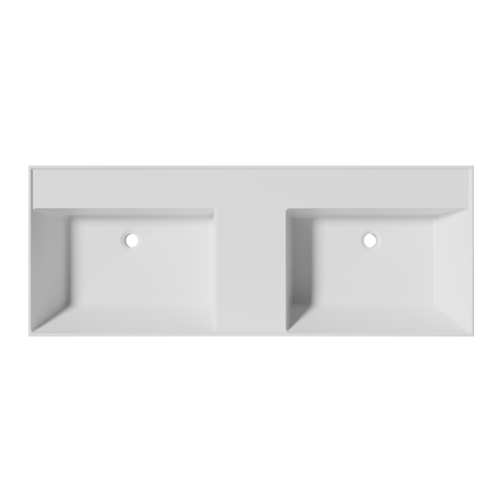 Balmani Argila dubbele wastafel composietmarmer mat wit 120 x 46 cm