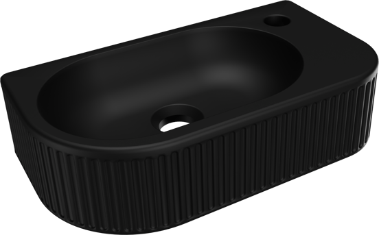 Luca Varess Rondo Ribs Handwaschbecken 41 x 22 cm Schwarz Matt keramik