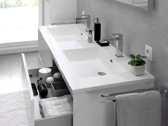 Storke Diva double vasque marbre composite brillant 150 x 52 cm