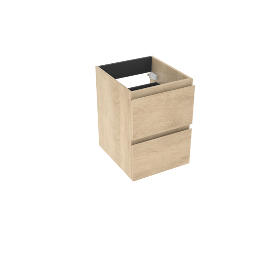 Linie Lado hängender Waschbeckenunterschrank: 40 x 46 cm, Eiche Weiß, 2 Schubladen