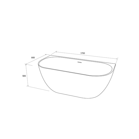 Luca Varess Otello halb freistehende Badewanne: 170 x 80 cm, Acryl, Weiß Glänzend