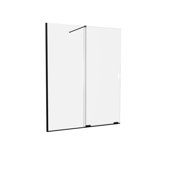 Balmani Move Slide Walk-In-Dusche mit Schiebetür 160 x 200 cm Klarglas matt schwarz Profil