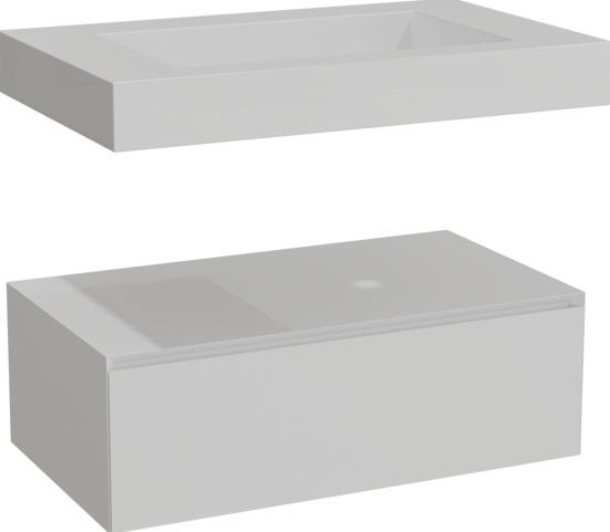 Balmani Mitra Elements meuble salle de bains suspendu 90 x 55 cm blanc mat avec Dominus plan simple en solid surface blanc mat