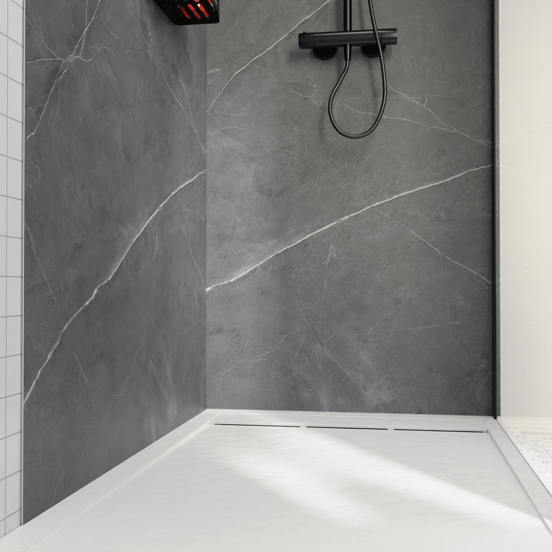 Luca Varess Groovy douchewandbekleding set 2 x 120x260 cm, SPC, Persian Grey Marble