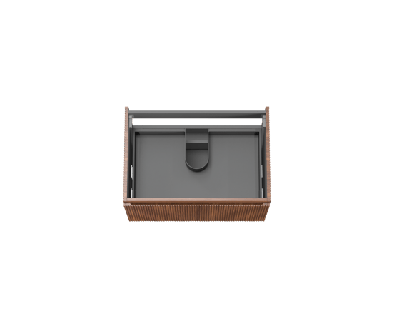 Storke Ribs zwevende wastafelonderkast 75 x 52 cm notenhout 2 lades