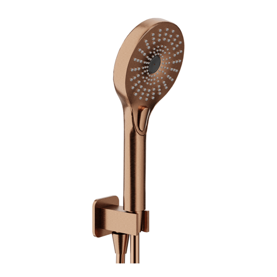 Blaufoss Onos Pommeau de douche set avec coude de raccordement 3 fonctions jet Brushed Rosegold