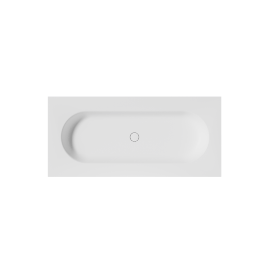 Balmani Tablo Oval enkele wastafel voor 2 kraangaten mat witte Solid Surface 120 x 55 cm