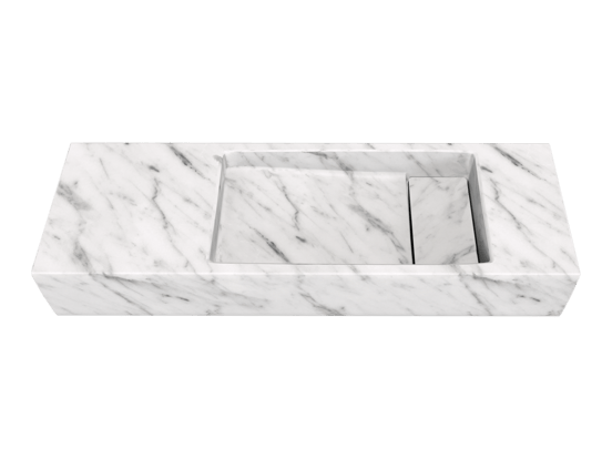 Balmani Mood Handwaschbecken: Carrara-Marmor, 65 x 20 cm