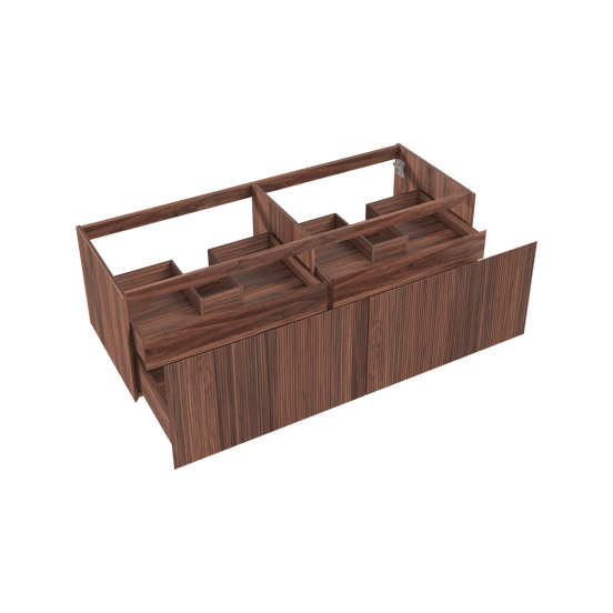 Balmani Fila hängender Waschbeckenunterschrank: 150 x 55 cm, Nussbaum, Furnierholz, 4 Schubladen