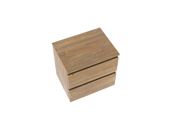 Linie Lado hängendes Möbelstück Set: 60 x 46 cm, Naturbelassene Eiche, mit Lado Einzel Waschtischplatte, Melamin Naturbelassene Eiche