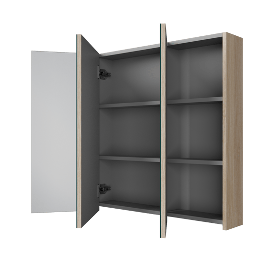 Linie Montro Spiegelschrank Bad: 100 x 75 cm, Eiche hell