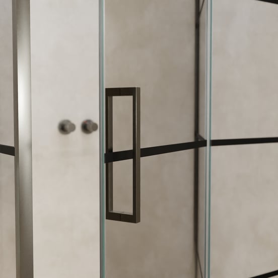 Balmani Senses Design douchehoek met rechtse draaideur en vaste zijwand, 120 x 90 cm, Lined, Brushed GunMetal profielen