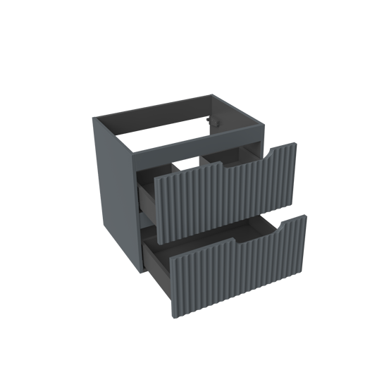 Linie Ribbo hängender Waschbeckenunterschrank: 60 x 46 cm, Blau Anthrazit, 2 Schubladen