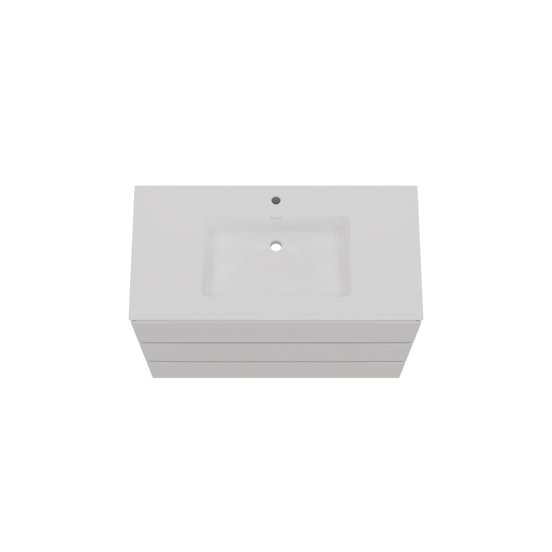 Storke Edge freistehendes Möbelstück Set: 105 x 52 cm, Weiß glänzend, mit Diva Einzelwaschtisch, Marmorkomposit Weiß glänzend