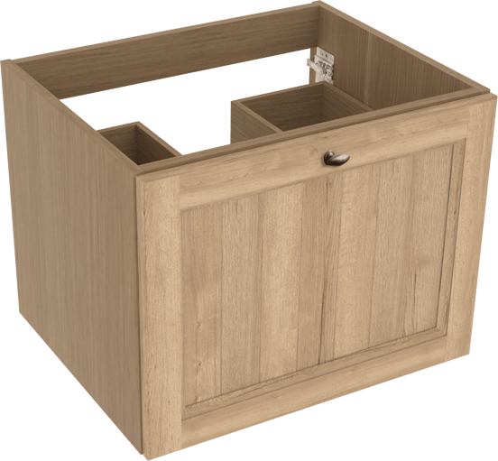 Balmani Lemon hängender Waschbeckenunterschrank: 67,5 x 55 cm, Eiche verwittert, 2 Schubladen