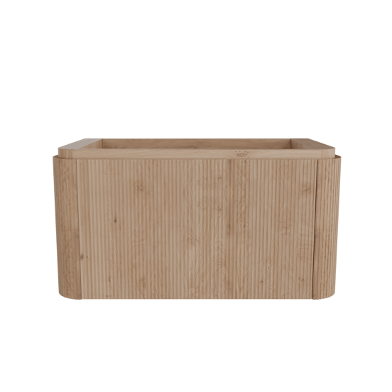 Balmani Moon hängender Waschbeckenunterschrank: 100 x 55 cm, Eiche natur, 2 Schubladen, Vert. Sym. Rippe