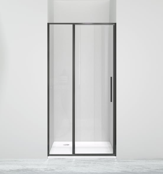 Luca Varess Morano porte pivotante 100 x 190 cm verre transparent profil noir mat