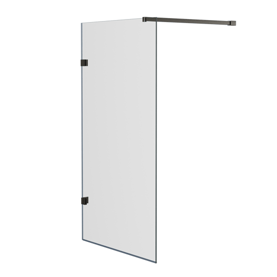 Luca Varess Solid badwand 95 cm helder glas geborsteld Gunmetal profiel