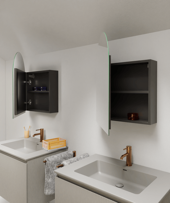 Storke rondboog spiegelkast 55 cm x 70 cm mat zwart