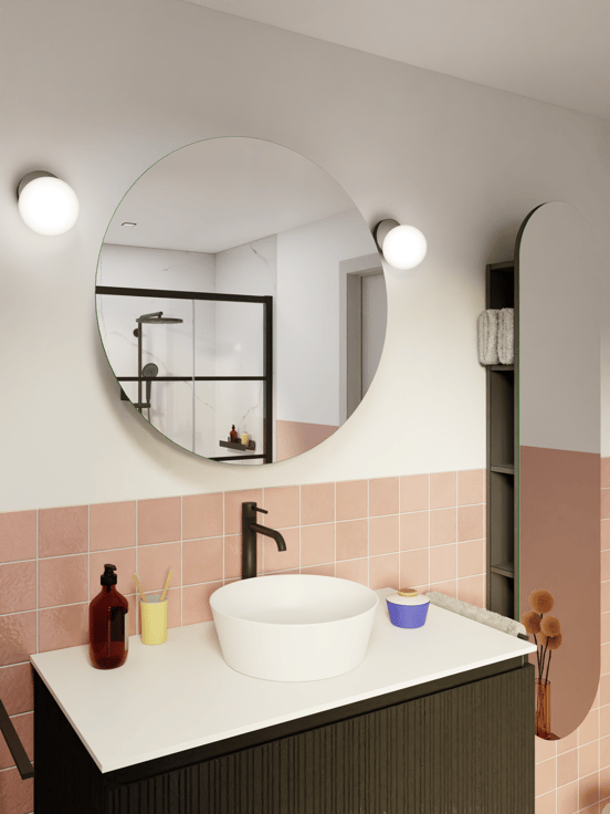 Storke rond spiegelkast 75 x 75 cm mat zwart