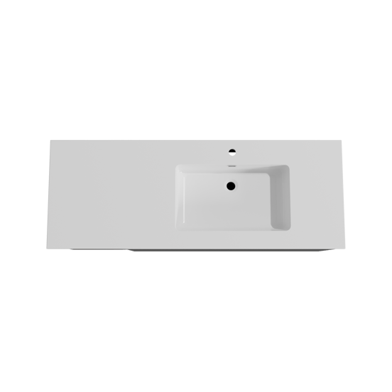 Storke Edge hängendes Möbelstück Set: 140 x 52 cm, Schwarz matt, mit Diva Waschtisch rechts, Marmorkomposit Weiß glänzend